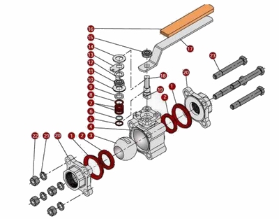 進口三片式內螺紋球閥組裝圖