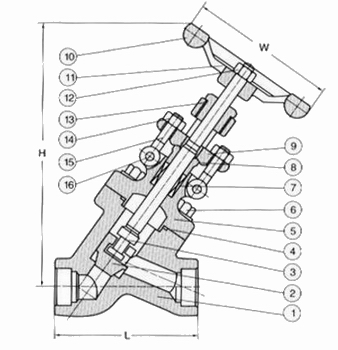 進口Y形截止閥結構圖