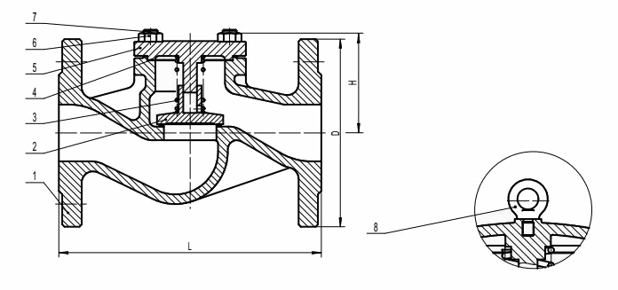 進口法蘭止回閥結構圖