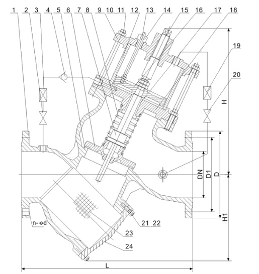 進口活塞式遙控浮球閥結構圖