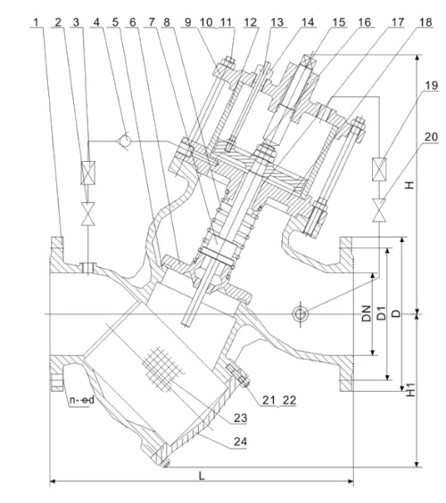 進口活塞式可調式減壓閥結構圖