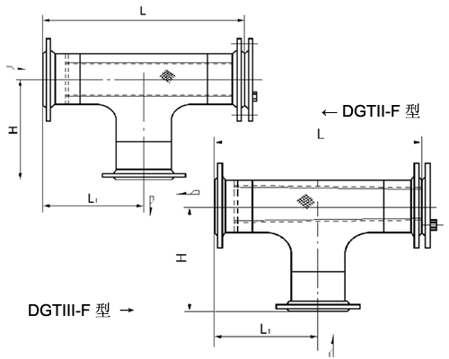 T型法蘭連接反折流式過濾器（DGTIII-F型）